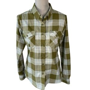 DIXXON Flannel Shirt Womens Medium Green Plaid Astoria Form Function Long Sleeve